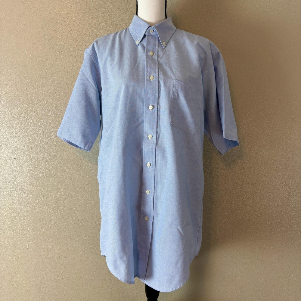 Windsor Shirt Co. Oxford Dress Shirt Short Sleeve Button‎ Down Light Blue 16 1/2 - Picture 4 of 10